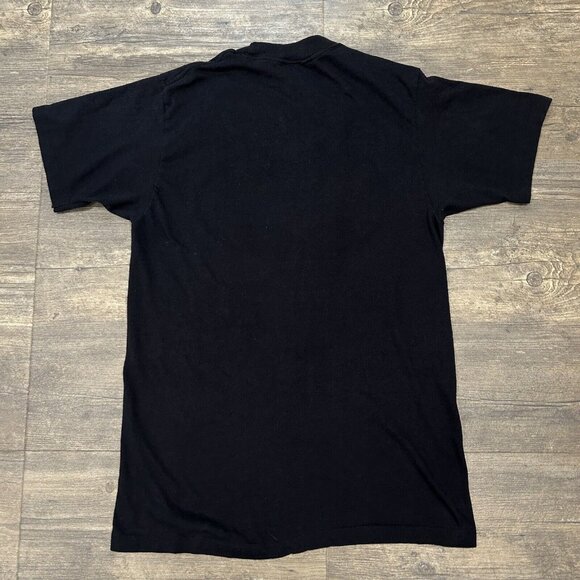 Vintage 80s Batman Yellow Bat Logo Large T-Shirt Black DC Comics Anvil‎ USA - Picture 6 of 6